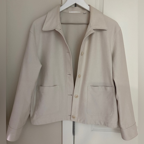 Uniqlo Jersey Relaxed Jacket, Casual Long Sleeve, Natural Beige Size Medium - Picture 2 of 9
